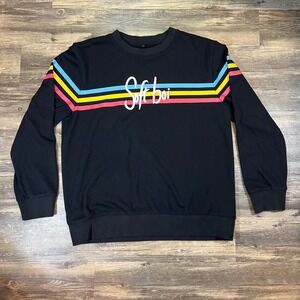 Black Soft Boi Crewneck Sweatshirt Racing Stripe Streetwear Oversized
